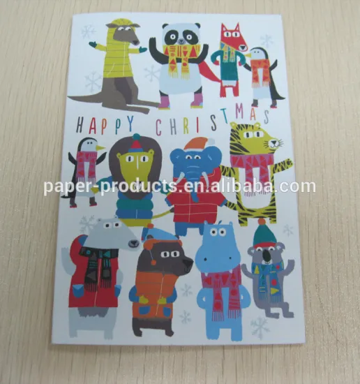 wholesale customized handmade color printed chirstmas greeting card with hot foil