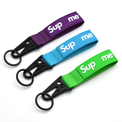 Anti-Loss PVC Patch Nylon Keychains Wrist Strap
