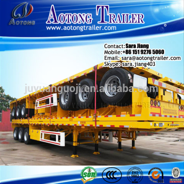 3 axle 40ft flatbed semi trailers for sale / 20-40ton dul-axle truck flat bed container trailers and truck
