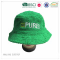 Green Cotton Towel Terry Embroidery Bucket Hat