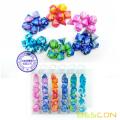 Bescon Mini Gemini Deux Tons Polyédriques RPG Dice Set 10MM, Mini RPG Jeu de Dés D4-D20 en Tube d&#39;Emballage, Assortiment de Couleur de 42pcs