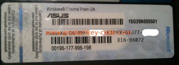 Original Windows 7 Product Key Sticker X16 For Asus Home Premium Oa Sticker