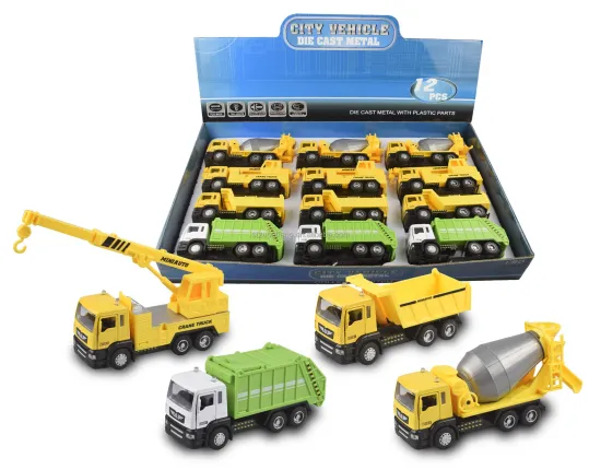 Wholesale Diecast Toy Trucks: 1:50 Scale Pull Back Light & Sound Engineering Mixer Truck Collection for Kids