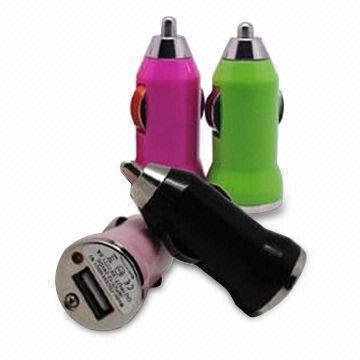 USB Car Chargers for iPhone 3G/4G and iPad, 12 to 24V Input Voltage