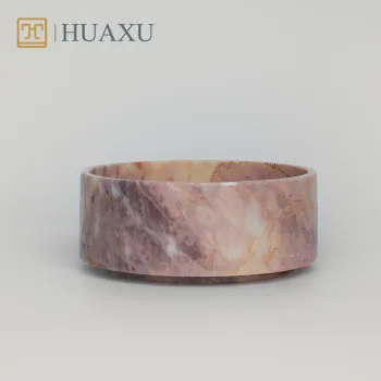 Huaxu Vintage Pink Marble Bowl with Religious Ornament