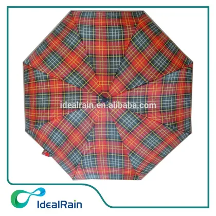 Polyester Red and green plaid umbrella paraguas barato al por mayor