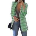 Womens Plaid Slim Fit Casual Blazer