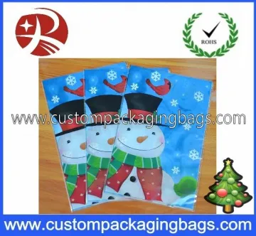 Blue Anti-water Printed Polythene Bags Snowman For Christmas Gift