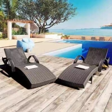 High Quality Wicker Dark Brown Sunbed Patio Lounger