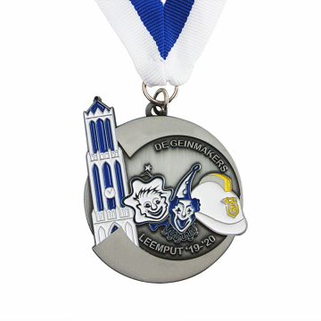 Custom Blue Enamel Block Tower School Award Medal