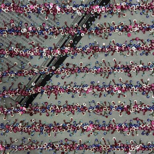 Bright Multicolor Poly Mesh Embroidery Fabric