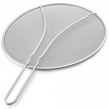 Heat-Resistant Metal Kitchen Tool: Anti-Splatter Shield for Frying Pans