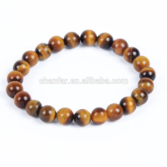 Fashion 8mm tiger eye natural stone charms elastic beads bracelet