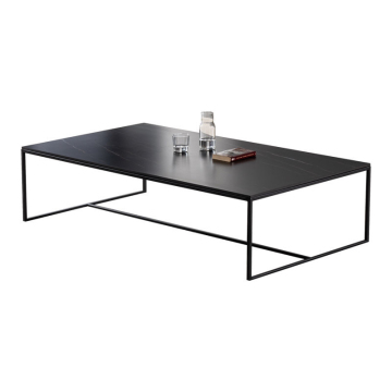 Industrial Style MDF and Black Metal Rectangular Coffee Table with Frame Base
