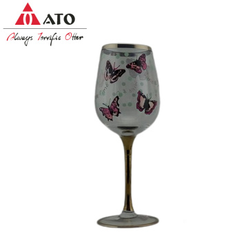 Ato Colored Butterfly Pattern Red Wine Glass Clept