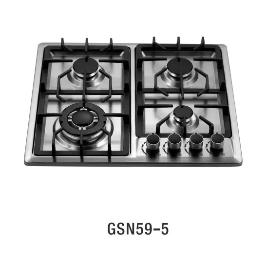 Built-in Gas Stove with Stainless Steel Cast Iron Burner Grill, 4 Burner Cooker