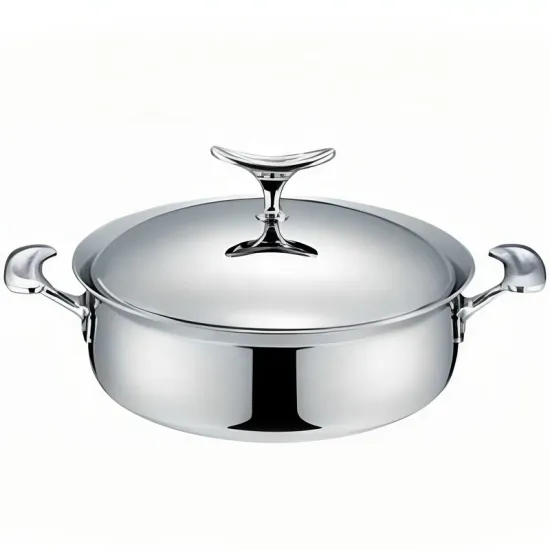 3 Ply Stainless Steel 304 Wide Rim Induction Casserole Pot
