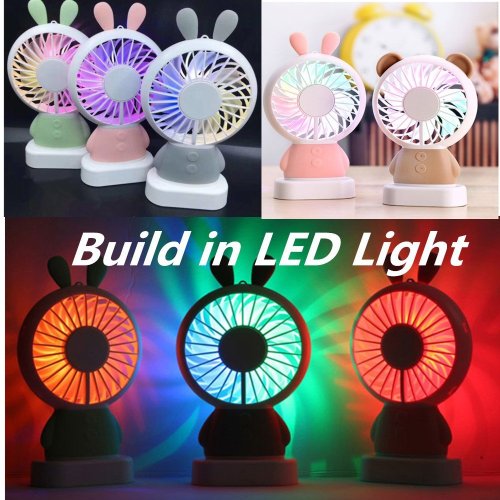 Rabbit Handheld Led Fan Summer Air Cooling Fan