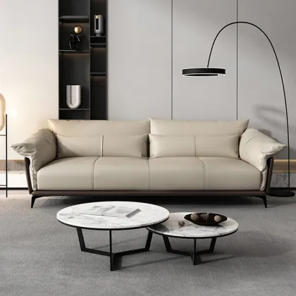 Light luxury leather chesterfield sofa set