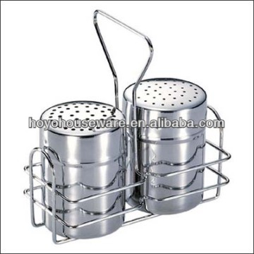 stainless steel cruet set with stand