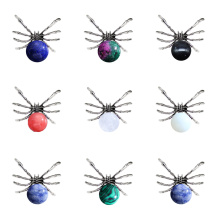 Gemstone 16MM Ball Antique Silver Spider Pendant (47x40mm) for DIY Making Jewelry