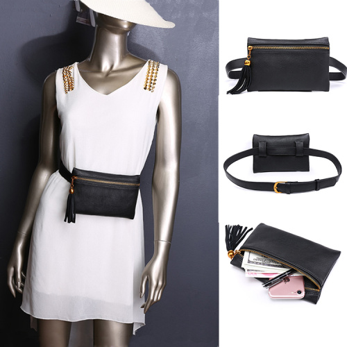 2019 Women Fashion Fanny Pack PU Leather Black