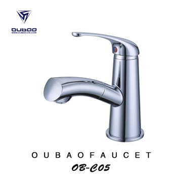 Hot And Cold Water Pullout Sprayer Basin Faucet