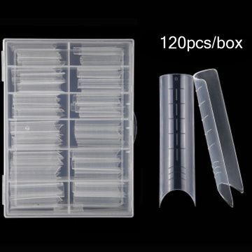 120pcs/box Clear Dual Extra long Nail Forms Nail System Quick Building Gel Mold Tips For Nail Extension Form UV Gel Mold Tips YT