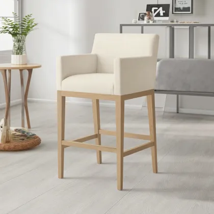 Morgan Luxury Solid Wood Bar Chair with Round Soft Cushion