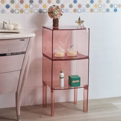 Transparent Combination Bathroom Storage Cabinet - PC Transparent Bedside Table