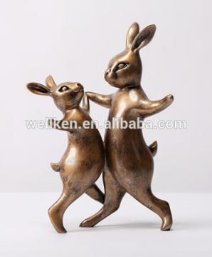 polyresin rabbit in bronze finishing