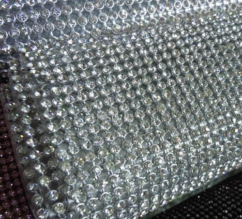 3 milímetros de alumínio de base fixa quente cristal prata e dourada Diamond Rhinestone Mesh Ribbon