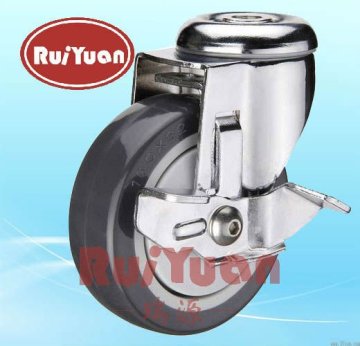Stainless Steel Braked Bolt Hole Castor with POLYURETHANE Wheel