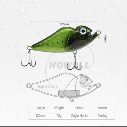 Wholesale 122mm 73g Deep Sea Fishing Lures Hard Plastic Crankbait Swim Bait with Hooks for Saltwater