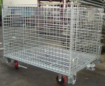 Heavy Duty Folding Steel Wire Mesh Cart Wheels Cheap Container