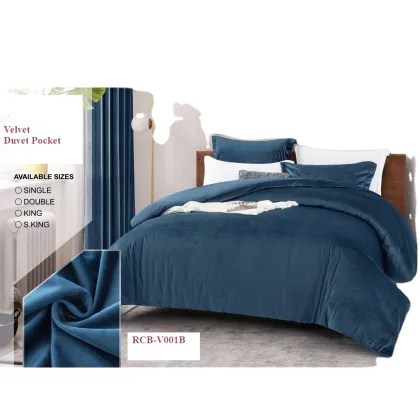 Velvet Fabric Thick Duvet Pocket Quilt Cover Set