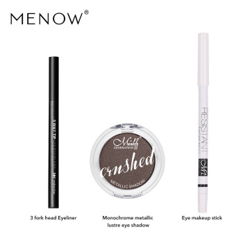 Solek mata halus yang ditetapkan dengan eyeshadow kalis air dan eyeliner