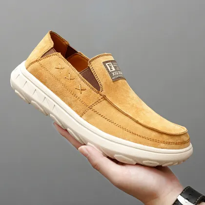 Hand Made Leather Dad Shoes - Ready Stock Lightweight Walking Loafers for Men