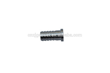3/8 inch stainless steel barbed plug fitting, connected with hose