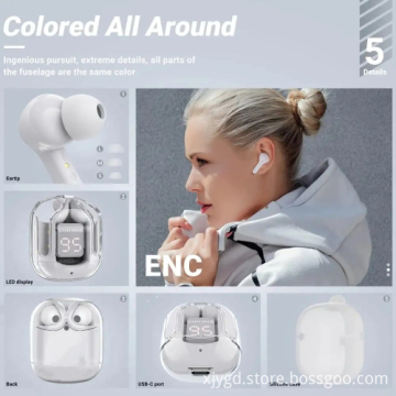 BT30 Transparent Digital TWS Bluetooth Headphones with Heavy Bass and Copper Ring Horn