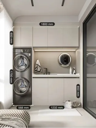 Stainless Steel Balcony Storage Cabinet with Laundry Sink