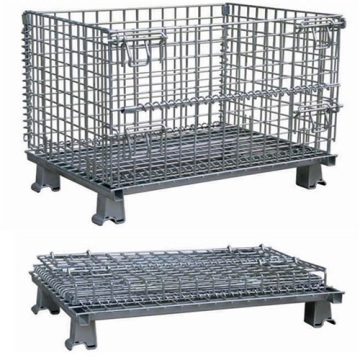 Folding Metal Wire Mesh Container for Industrial Bottle Storage