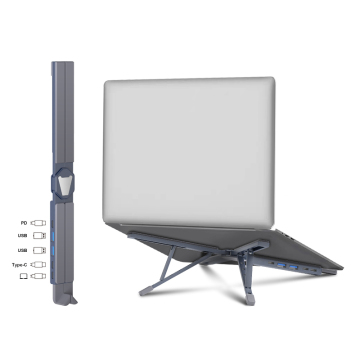 Adjustable Foldable Aluminum Laptop Stand with USB Hub and Docking Station