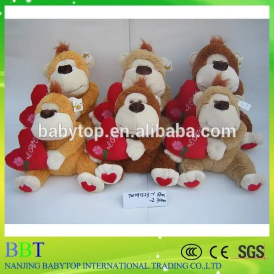 Valentine plush monkey toy with heart monkey knitted crochet
