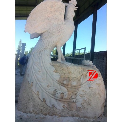 hand carved stone peacock sculpture