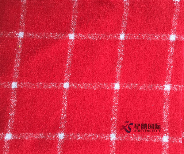 Red Check 80% Wool 20% Nylon Fabric