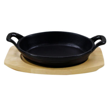 Wholesale Hot Sale: Enamel Cast Iron Steak Plates, Frying Pans, and Sizzling Pans with Wooden Trays