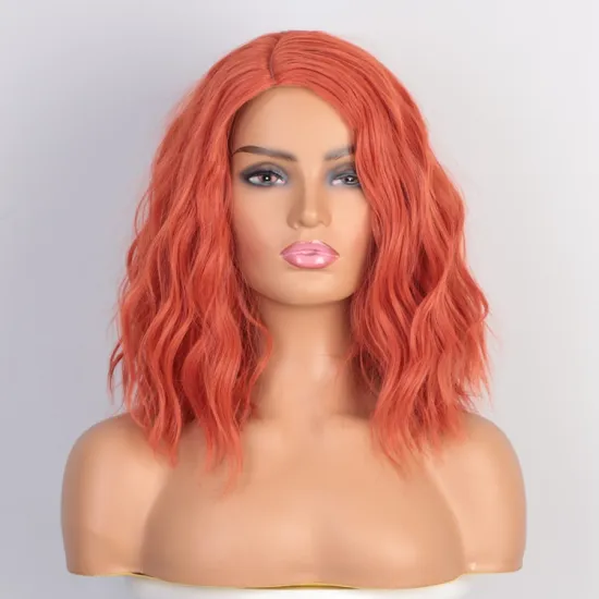 Aisi Hair Heat Resistant Synthetic Wigs For Black Women Side Part Body Wave Wig Short Wavy Orange Red Fiber Machine Made Wigs