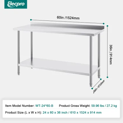 Commercial grade kitchen prep table