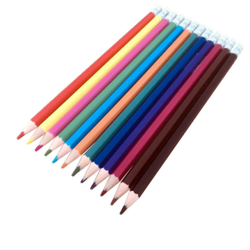 Custom Logo High-Quality 12-Color Plastic Stationery Pencils with Eraser Topper